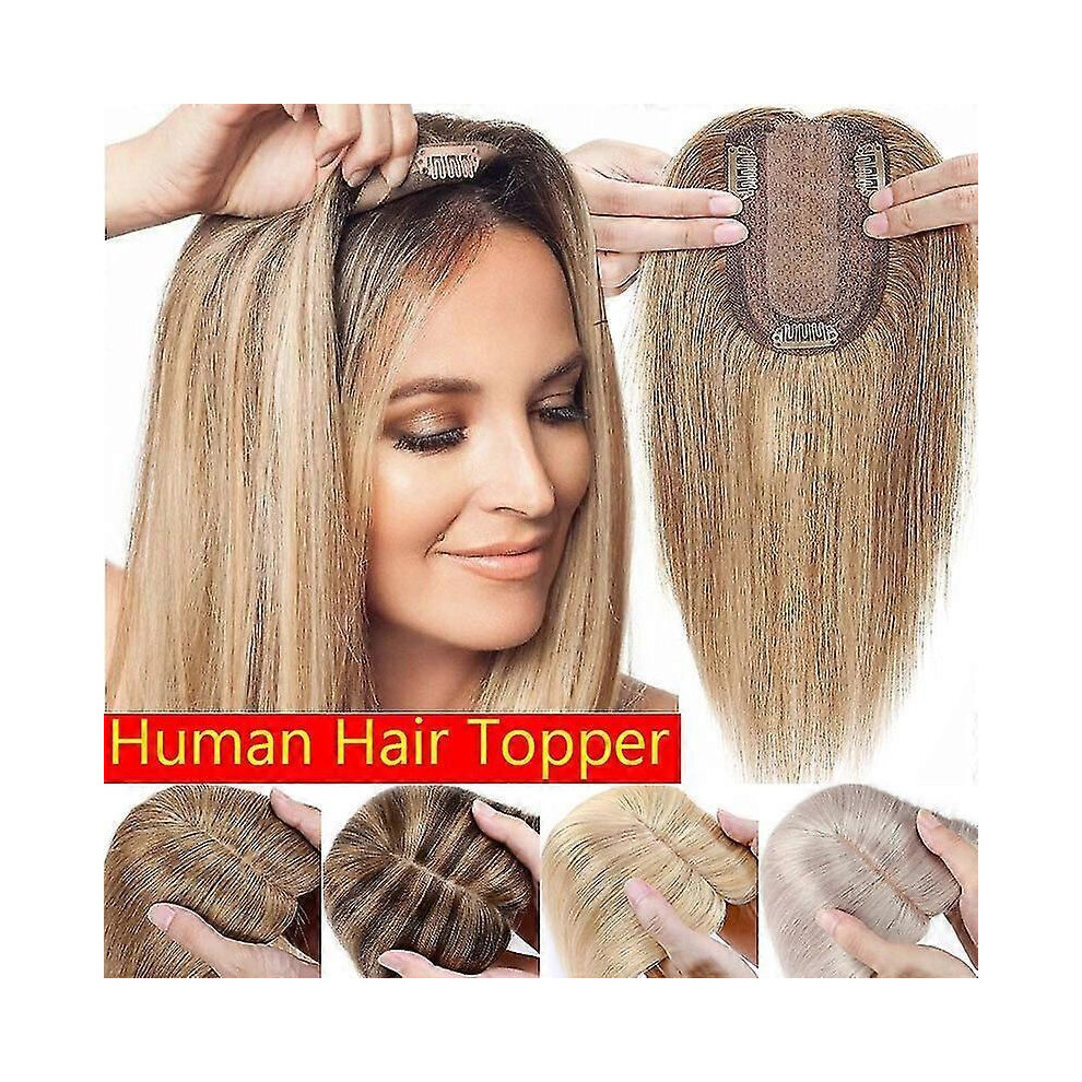 (black,18inch)Human Hair Clip In Hair Toppers Long Straight Hair Extension For Woman