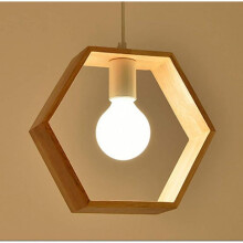 E27 Creative Pendant Lights Industrial Wood Ceiling Light Modern Lighting Contemporary Lighting Pendant Lights Ceiling Lights Fixture (Hexagon Shape)