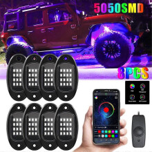 8 Pods RGB LED Rock Lights Kit Underglow for Truck ATV UTV SUV