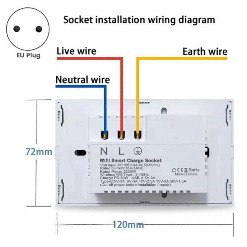 15A Wall Socket USB TYPE-C Plug Outlet Power for Alexa White EU Plug 1