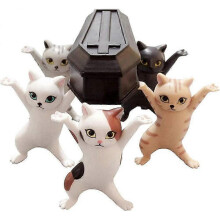 Cat Figurines Cats Decoration Decoration Figures - 5 Cats + 1 Coffin Heilwiy Gift