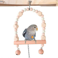 Colorful Bird Swing Toys with Bells Wooden Bird Swings Budgie Pet Swing Toys Safe And Sturdy Rocking Toys Suitable for Bird Parakeet Cockatielpink