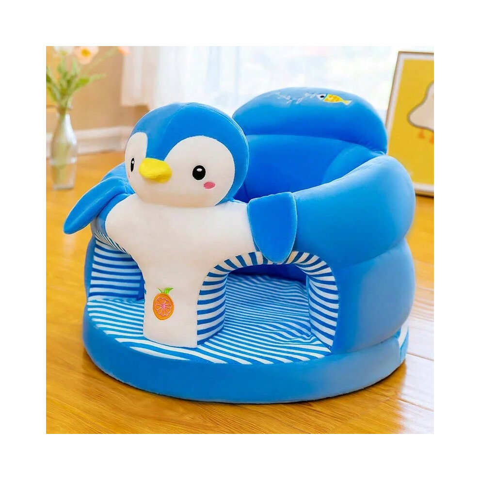 (Blue Penguin) Cute Baby Sofa Support Seat Cover Plush Chair LearningTo Sit Feeding Chair Comfortable Toddler Nest Puff Washable Without Filler-image-OPC-PHN9H9B-NEW