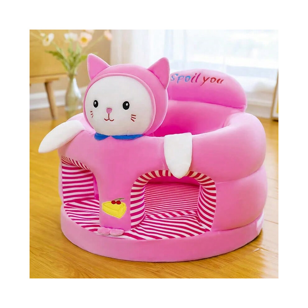 (Pink Cat) Cute Baby Sofa Support Seat Cover Plush Chair LearningTo Sit Feeding Chair Comfortable Toddler Nest Puff Washable Without Filler-image-OPC-PHN9H96-NEW