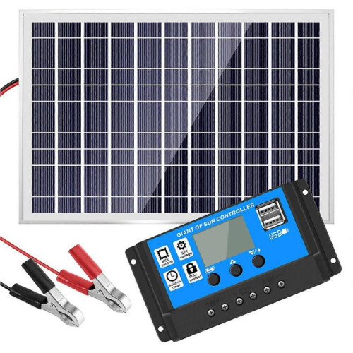 30W 12V Solar Panel Battery Charger+40A Controller for RV Car Boat Home Camping 2