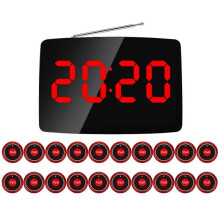 (As Shown, EU Plug) Wireless Restaurant Pager Calling System 20 Call Button with LED Display for Bar Restaurant Customer