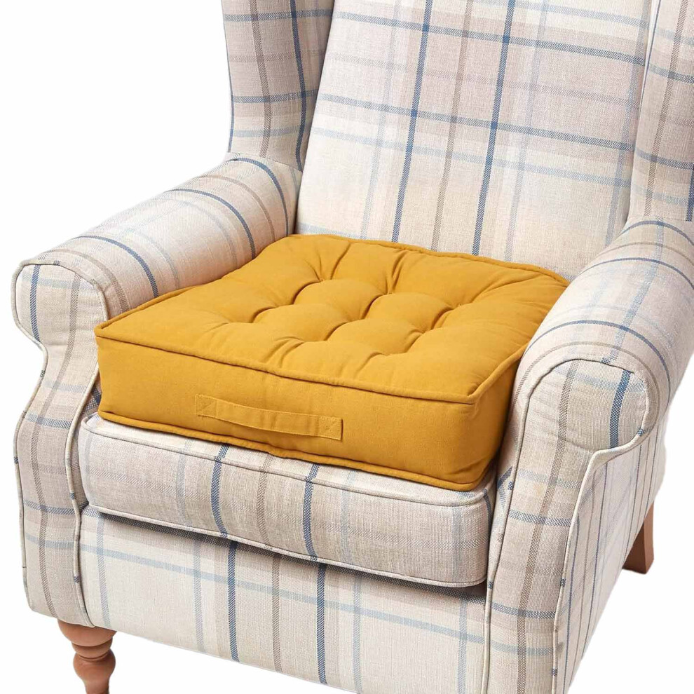 Homescapes (Mustard) Cotton Armchair Booster Cushion