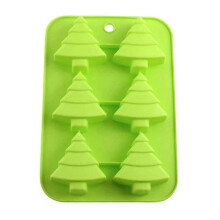 Moule à gâteau en silicone à 6 cavités en forme de sapin de Noël, pour chocolat, bonbons, savons, biscuits,