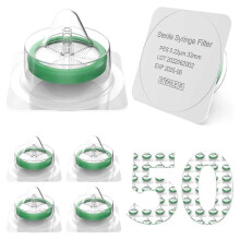 (As Shown, 33 mm) Filters 50 Pack, Sterile PES Filters 0.22μm Pore Size, Lab Filters