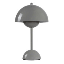 (Gray) Top Touch Switch LED Table Lamp Rechargeable Flower Bud Mushroom Design Living Room Decor Desk Night