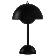 (Black) Top Touch Switch LED Table Lamp Rechargeable Flower Bud Mushroom Design Living Room Decor Desk Night