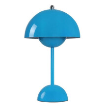 (Blue) Top Touch Switch LED Table Lamp Rechargeable Flower Bud Mushroom Design Living Room Decor Desk Night