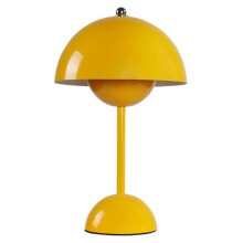 (Yellow) Top Touch Switch LED Table Lamp Rechargeable Flower Bud Mushroom Design Living Room Decor Desk Night