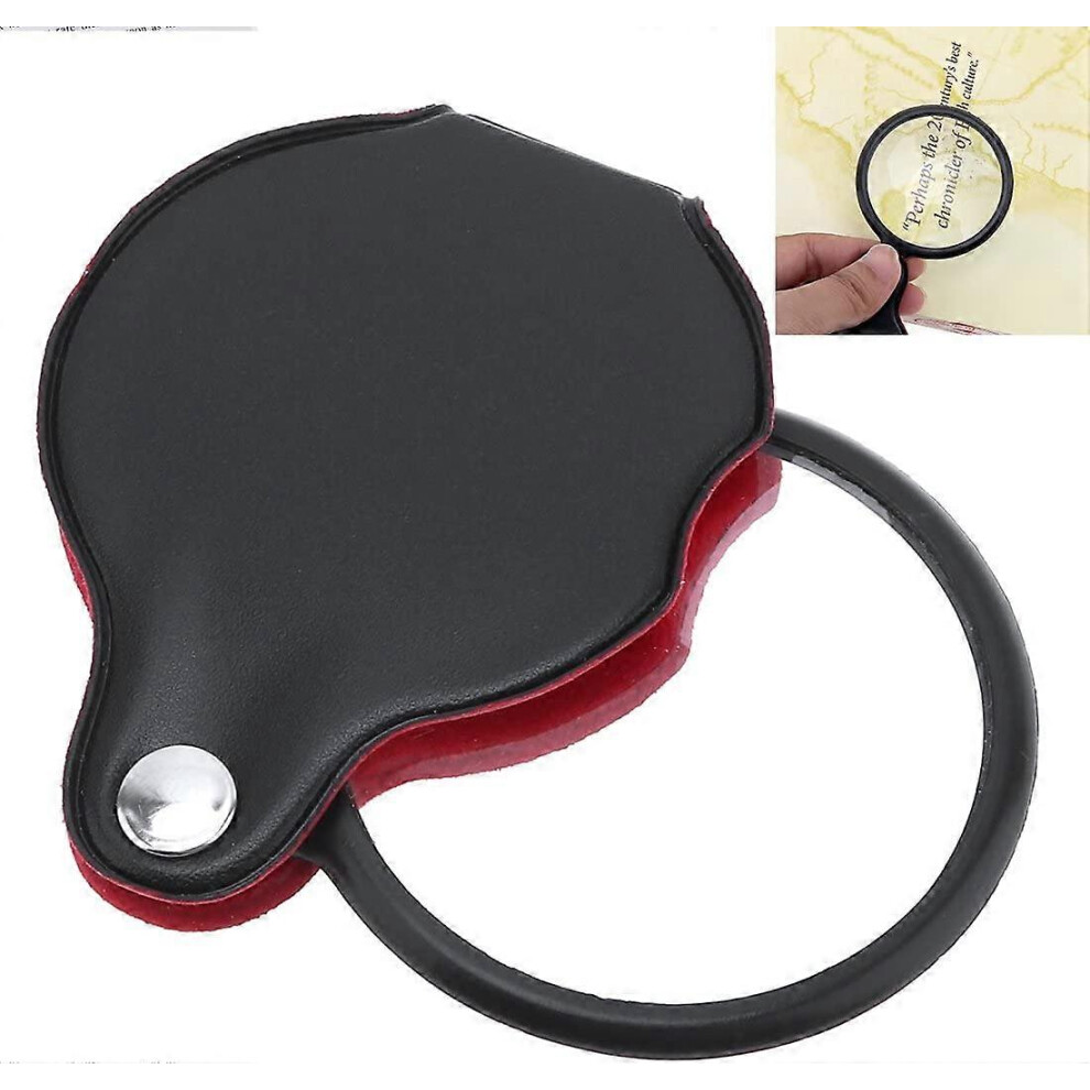 (As show, One size) Mini Pocket Magnifier 10X Optical Glass with Cortical Protective Case, for Office, Reading, Leisure