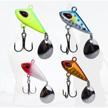 (As show, One size) Kits Fishing Lures Bait 4 Fishing Spinner VIB Lure Spinnerbait Vibration Metal Fishing Lures Artificial Bait Tackle Hook for Trout, Perch, Salmon, Pik