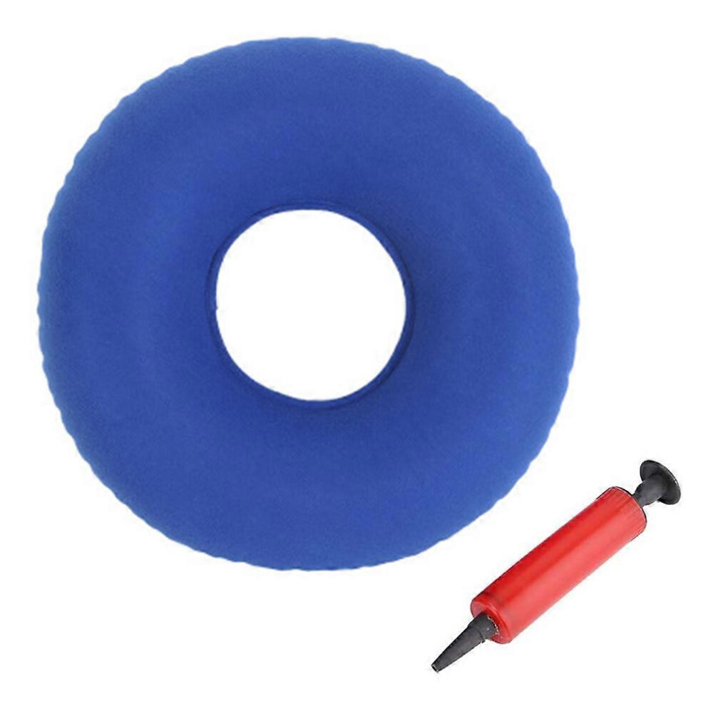 Blue (As Show, One Size) Inflatable Donut Cushion Pillow / Doughnut Pillow With Pump & Travel Bag - Lumbar Support,Navy