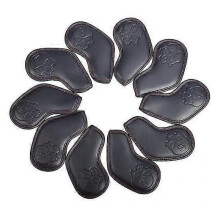 10Pcs Golf Iron Headcover Number Letter Skull Waterproof Faux Leather Golf Club Head Protector Cover Kit Golf Accessories