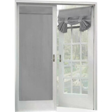 Privacy Thermal Insulated Blackout French Door Curtain, Noise Reduction (40%) for Sliding Glass Doors, Set Of 2, 66*203Cm, Gray, Triple Weaving