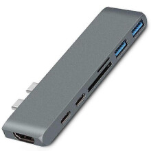 Ultra-Compact Dual-Head Type-C Hub, High-Speed Data Transfer Solution, 100W PD Charging, 4K HDMI, USB 3.2 Gen 2, and SD Card Reader, Travel-Friendly