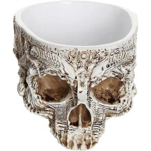 Polyresin Skulls Pot, Gold Floral Paisley Accents, Home Dcor, Resin Flower Pot, Suitable for Growing Succulents And Herbs, Perfect Decoration For