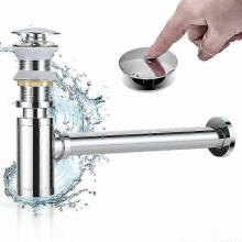 Adjustable Height P-Trap, Heat Resistant Basin Sink Waste Trap Drain Kit with Polished Chrome Finish for Bathroom Kitchen Washbasin Faucet, Durable