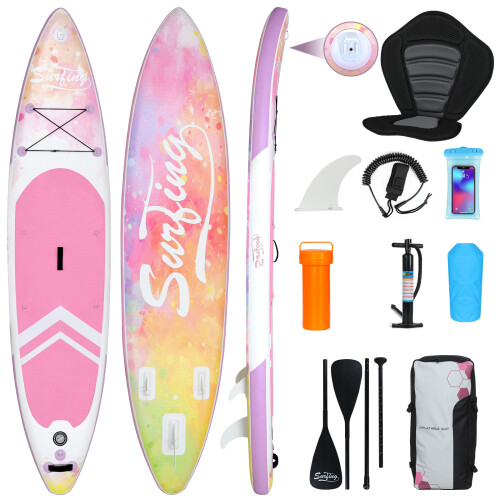 ELECWISH (Pink) 11FT Inflatable Paddle Board Complete Surfboard UK 2