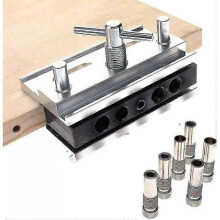 Adjustable Thickness Clamp, Self Centering Dowel Jig for Wide Capacity Woodworking, Easy Position Precise Dowel, Hardened Steel Bushings, Aluminum