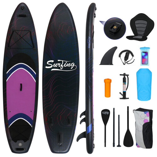 ELECWISH (Black) 11FT Inflatable Paddle Board Complete Surfboard UK 2