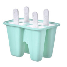 (As show, One size) Popsicle Molds 4 ice trays Silicone Ice Pop Molds Reusable Easy Release Ice Pop Maker Popsicle with handle