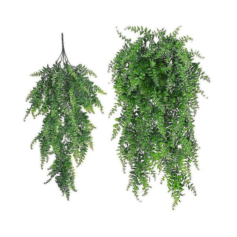 Fake Vines, UV Resistant Hanging Ivy Decor, Realistic Decor for Indoor Outdoor Decoration, Plastic Greenery Boston Ferns 2PCS