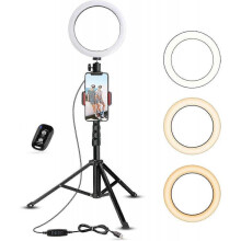 Ring Light for Perfect Selfies, Universal Compatibility for Smartphones, Dimmable LED with Adjustable Brightness, Tripod Stand with Rotating Phone