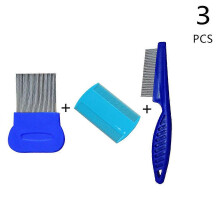 (As show, One size) Xelparuc 3 Pack Dog Hair Flea Comb, Stainless Pin Dog Cat Grooming Tick Lice Comb, Random Color - Effective Tear Stain Remover
