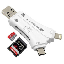 (As show, One size) 4 in 1 External Card Reader USB Micro SD TF Card Reader Adapter for iPhone / Android