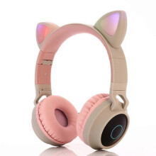 (Purple, One size) Wireless Bluetooth Kids Headphones, Cat Ear Bluetooth Wireless/Wired Headphones ,LED Light Up Kids Wireless Headphones Over Ear with Microphone