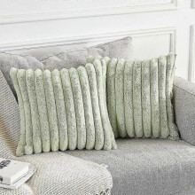 Decorative Throw Pillow Covers, Fluffy Striped Pillowcase with Invisible Zipper, for Couch Sofa Bedroom Living Room Home
