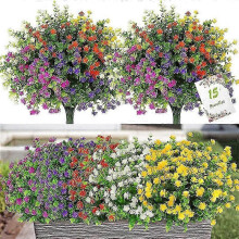 Artificial Outdoor Flowers, Hassle-Free Way to Add Exotic Lifelike Flowers to Your Surroundings, 15 Bundles Realistic Look UV Resistant for