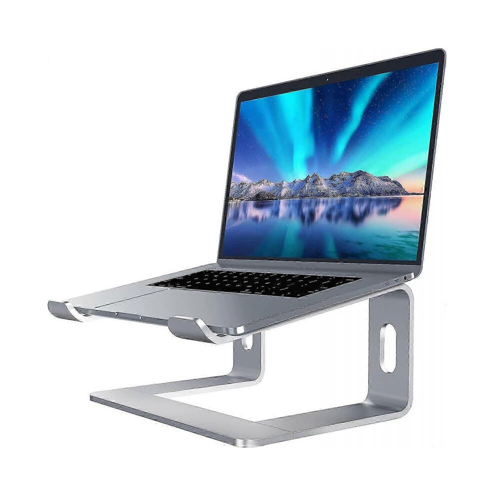 Portable Laptop Stand, Compatible with MacBook Air Pro, Ergonomic Aluminum Mount, Silver, Adjustable Width, Design Adapted to the Human Body