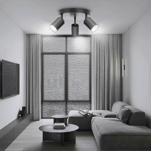 Color Adjustable 3 Light Flush Mount, Dimmable LED for Kitchen & Office Spaces - Black 1