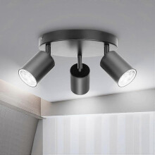 Color Adjustable 3 Light Flush Mount, Dimmable LED for Kitchen & Office Spaces - Black