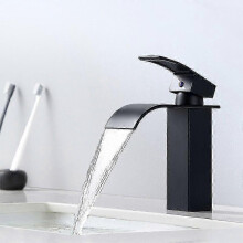 Modern Flat Mouth Bathroom Sink Faucet with Deck Mount Plate, Premium Material Ensures Durability and Style for Your Vanity Sink Area (Matte Black
