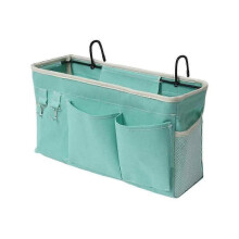 Sturdy Canvas And Iron Bedside Caddy, Easy Installation Hanging Storage Basket Ensuring Quick Set Up Without Hassle for College Dorms, Hospitals, And