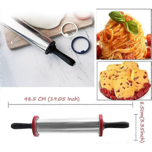Straight Design Pastry Rolling Pin, Stainless Steel Dough Roller for Consistent Thickness and Control 1