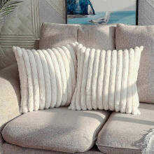 Square Couch Pillow Case, Luxury Decorations for Your Living Space, Hidden Zipper Closure & Faux Rabbit Fur