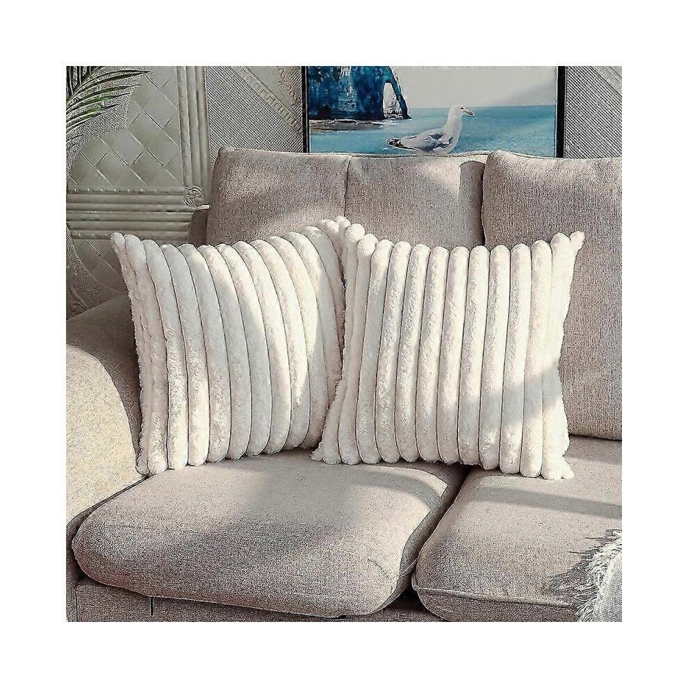 Square Couch Pillow Case, Luxury Decorations for Your Living Space, Hidden Zipper Closure & Faux Rabbit Fur