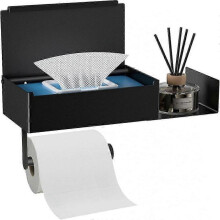 Flushable Wipes Storage with Wall Mount Organizer, Concealed Hygiene Products for A Sleek Bathroom Look, Matte Black Finish To Match Modern Decor