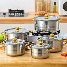 5PCS Stainless Steel Cookware Saucepan Set Pan Pot Kitchen Cooking Glass Lid