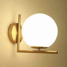 Mid-Century Modern Style Wall Lamp, Quick Easy Installation for White Glass Globe Interior Lighting Decor (15cm)