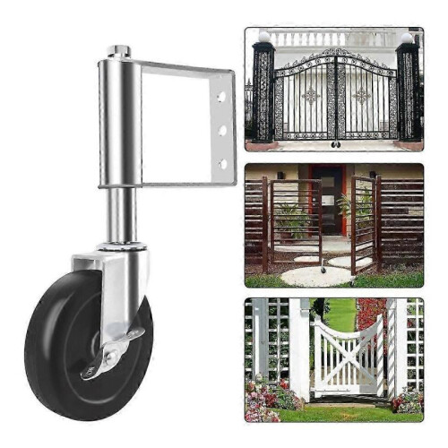 Adjustable Spring Bracket for Heavy Duty Gate Caster Wheel, 4 Inch Diameter with Thickened Steel Plate Construction for Maximum Load Capacity, Easy 1