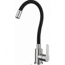 Memory Shaped Kitchen Faucet, Black Silicone Curved Sink, Chrome Faucet, 360 Rotate