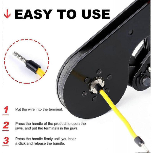 Labor-saving Ratchet Crimper, Self-adjustable for Versatile Crimping Range And Quick Release Trigger for Non-slip Grips 2